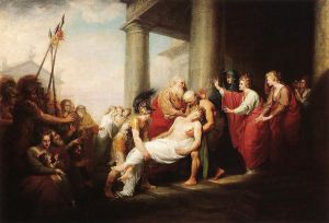 Priam Returning to His Family with the Dead Body of Hector - John Trumbull Oil Painting