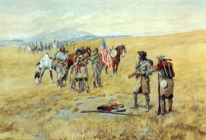 Captain Lewis Meeting the Shoshones - Charles Marion Russell Oil Painting