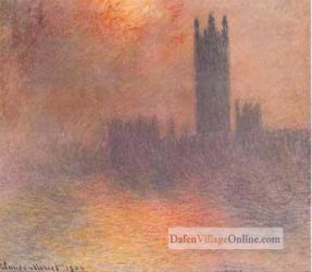 Houses of paliament,London,sun breaking through the fog 1904