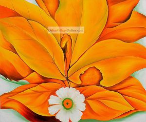 Yellow Hickory Leaves with Daisy by Georgia O\'Keeffe