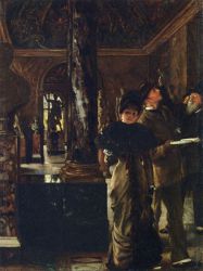 Foreign Visitors at The Louvre - James Tissot Oil Painting