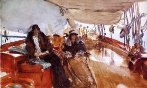 Rainy Day on the Deck of the Yacht Constellation -  John Singer Sargent oil painting