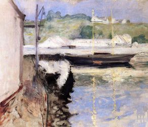 Fish Sheds and Schooner, Gloucester -  William Merritt Chase Oil Painting