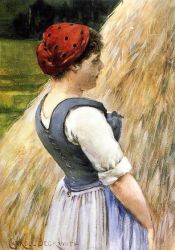 Peasant Against Hay - Oil Painting Reproduction On Canvas