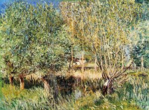 Willows on the Banks of the Orvanne - Alfred Sisley Oil Painting