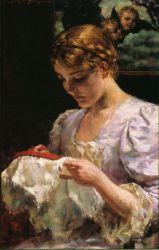 The Embroiderer - Oil Painting Reproduction On Canvas