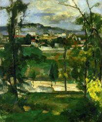 Village behind Trees, Ile de France - Paul Cezanne Oil Painting