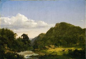 Mountain Landscape with Mill, Cows and Stream - Frederic Edwin Church Oil Painting