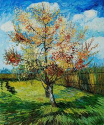 Pink Peach Tree in Blossom - Vincent Van Gogh Oil Painting
