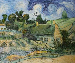 Thatched Houses in Cordville -   Vincent Van Gogh Oil Painting