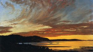 Sunset, Bar Harbor -   Frederic Edwin Church Oil Painting