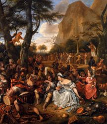 The Worship of the Golden Calf -  Jan Steen oil painting