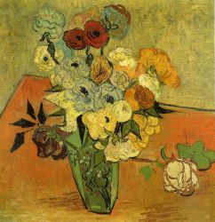 Japanese Vase with Roses and Anemones - Vincent Van Gogh Oil Painting