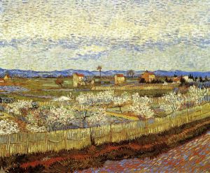 La Crau with Peach Trees in Bloom -   Vincent Van Gogh Oil Painting