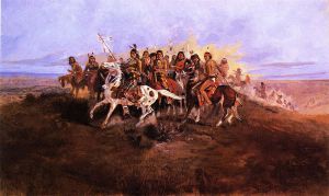 The War Party -   Charles Marion Russell Oil Painting