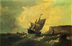 Fishermen in an Approaching Storm -   William Bradford Oil Painting