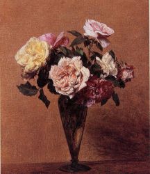 Roses in a Vase III - Henri Fantin-Latour Oil Painting