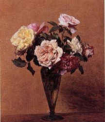 Roses in a Vase III -  Henri Fantin-Latour Oil Painting