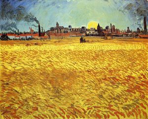 Summer Evening, Wheatfield with Setting sun -  Vincent Van Gogh Oil Painting