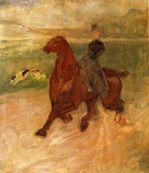 Woman Rider and Dog -  Henri De Toulouse-Lautrec Oil Painting