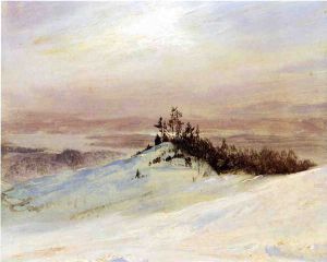 Winter on the Hudson River Near Catskill, New York -   Frederic Edwin Church Oil Painting