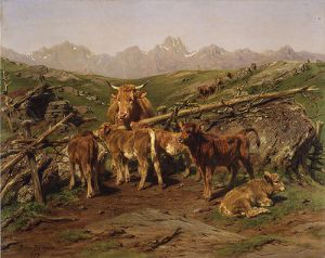 Weaning the Calves -   Rosa Bonheur Oil Painting