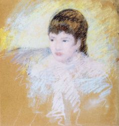 Young Girl with Brown Hair, Looking to Left - Mary Cassatt Oil Painting