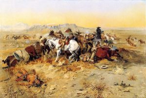 A Desperate Stand - Charles Marion Russell Oil Painting