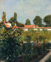 The Garden of Petit Gennevillers, the Pink Roofs - Gustave Caillebotte Oil Painting