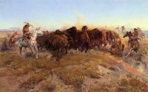 The Surround -   Charles Marion Russell Oil Painting