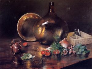 Still Life-Brass and Glass -  William Merritt Chase Oil Painting