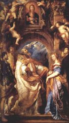 Saint Gregory With Saints Domitilla, Maurus, And Papianus -  Peter Paul Rubens oil painting