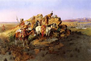 Watching the Settlers -   Charles Marion Russell Oil Painting