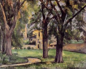 Chestnut Tree and Farm at Jas de Bouffan - Paul Cezanne Oil Painting