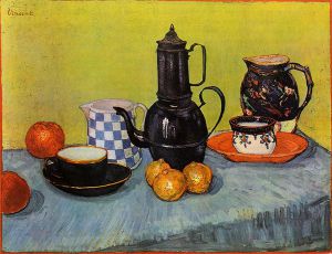 Still Life: Blue Enamel Coffeepot, Earthenware and Fruit - Vincent Van Gogh Oil Painting