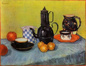 Still Life: Blue Enamel Coffeepot, Earthenware and Fruit -  Vincent Van Gogh Oil Painting