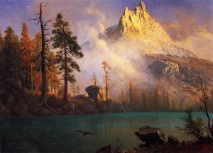Mountain Lake -  Albert Bierstadt Oil Painting