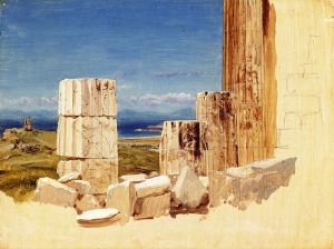 Broken Columns, View from the Parthenon, Athens - Frederic Edwin Church Oil Painting