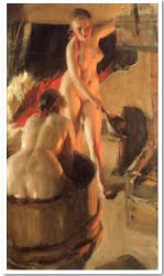 Women Bathing in the Sauna -   Anders Zorn Oil Painting