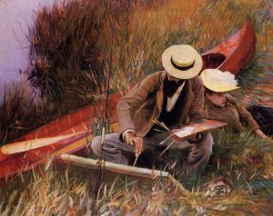 Paul Helleu Sketching with His Wife -   John Singer Sargent oil painting