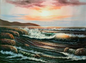 Beach at Sunset - Oil Painting Reproduction On Canvas