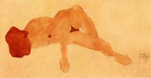 Reclining Female Nude -   Egon Schiele Oil Painting