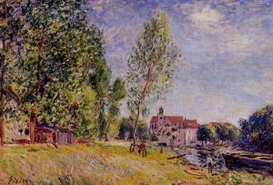 Matratat's Boatyard, Moret-sur-Loing - Alfred Sisley Oil Painting