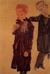 Two Guttersnipes - Egon Schiele Oil Painting