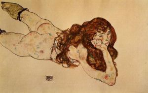 Female Nude Lying on Her Stomach - Oil Painting Reproduction On Canvas