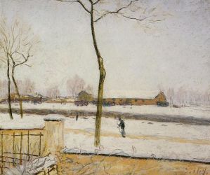 Snow Scene-Moret Station -   Alfred Sisley Oil Painting