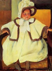 Ellen Mary Cassatt in a White Coat - Mary Cassatt Oil Painting