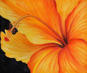 Golden Hibiscus (Left) - Oil Painting Reproduction On Canvas