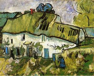 Farmhouse with Two Figures - Vincent Van Gogh Oil Painting