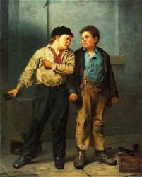 The Quarrel - John George Brown Oil Painting